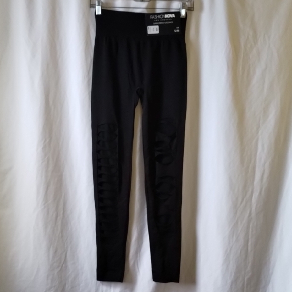 Fashion Nova Black Cut-Out Leggings - Picture 1 of 12